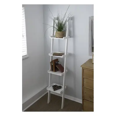 Sennen WHITE Wooden tier Ladder Shelf - Leaning Bookcase