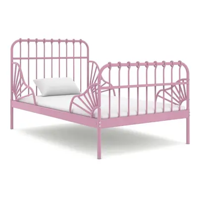 vidaXL Extendable Bed Frame Pink Metal 80x130/200 cm Bed Base Bedstead Set