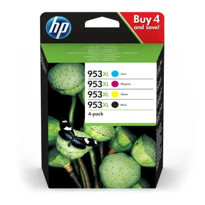 HP 3HZ52AE 953XL High Yield Original Ink Cartridges, Black/Cyan/Magenta/Yellow, Pack of