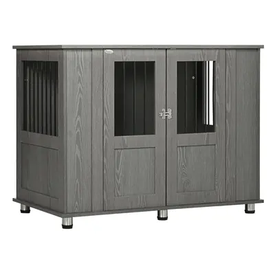 PawHut Dog Crate Kennel Cage for Extra Large Dog, Indoor End Table, Grey