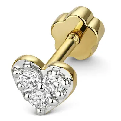 Diamond Heart Cartilage Stud Nose Ear Yellow Gold Premium Diamond 0.09ct