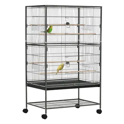 PawHut Large Bird Cage Budgie Cage for Finch Canaries Parrot with Stand Grey