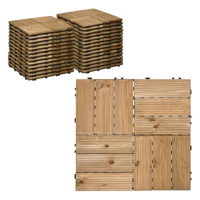 Outsunny Pcs Wooden Decking Tiles, 30x30cm Decking Boards, 2.5