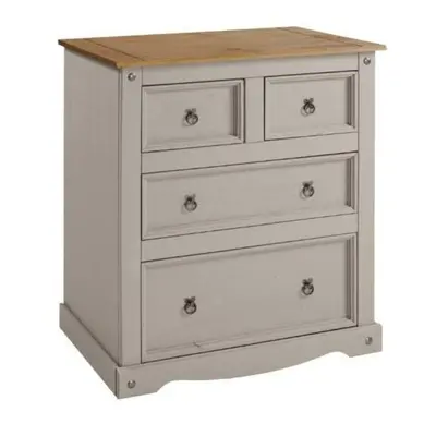 Corona Chest of Drawers 2+2 Grey Wax Solid Pine bedroom Furniture