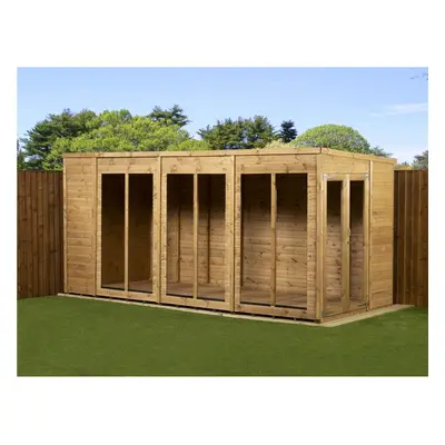 Empire Pent Summerhouse Shiplap Tongue & Groove 14X6 Double Door With Windows