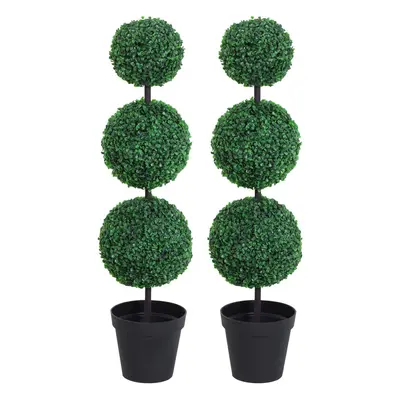 Outsunny PCS Artificial Boxwood Three Balls Tree Decorative Plant Leaves