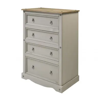 Corona Grey Wax Compact Drawer Chest Solid Pine Bedroom Furniture