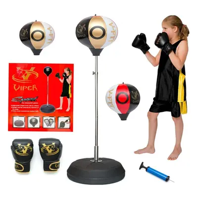 Viper Kids/Junior/Children Free Standing Punch Boxing Bag Set Toy 4FT with Free Gloves White/Gol