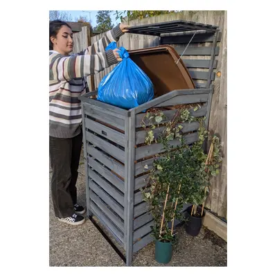 BinGarden Single Wheelie Bin Store Dark Grey Garden Storage Rubbish Cover Tidy Hideaway