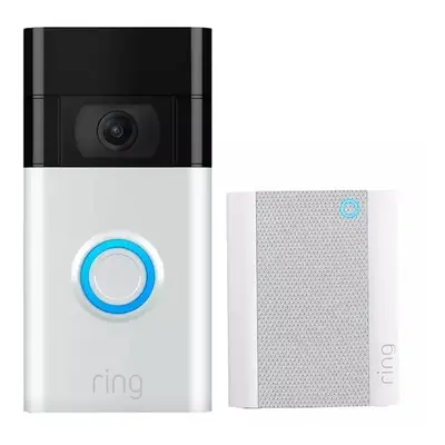 RING Video Doorbell (2nd Gen, Satin Nickel) & Chime (2nd Gen) Bundle