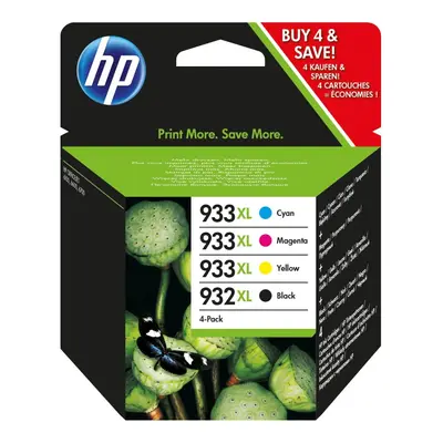 HP 932XL Black/933XL Cyan/Magenta/Yellow 4-pack Original Ink Cartridges C2P42AE