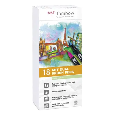 Tombow ABT Dual Brush Pen tips Pastel Colours PK18