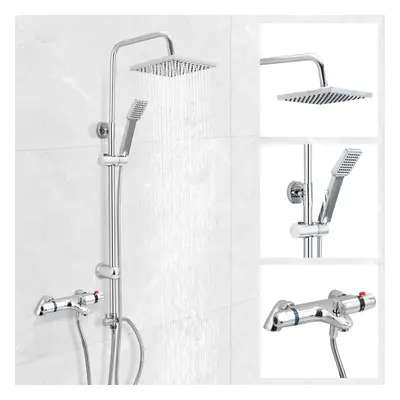 MODERN THERMOSTATIC BATH SHOWER MIXER TAPS DECK MOUNTED CHROME KIT