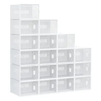 HOMCOM 18PCS Stackable Clear Plastic Shoe Storage Box for UK/EU Size 12/46