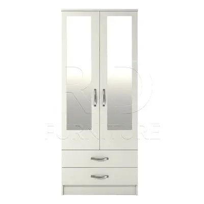 Ready assembled Classic Door Drawer Mirrored Wardrobe White