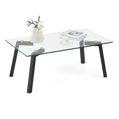 Tempered Glass Coffee Table Modern Rectangular Table Living Room