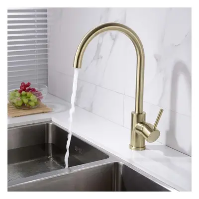 Kitchen Single Lever Mixer Tap with Diffuser Swivel Brushed Brass Manhattan