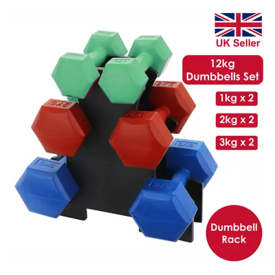 Dumbbell Weights Set with Stand Rack Aerobics Gym Class Workout