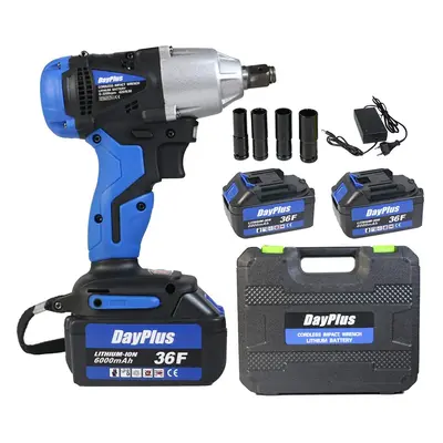 Cordless Electric Impact Wrench with Two Batteries 6.0Ah Lithium-Ion