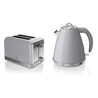 Swan, STP7040GRN, Retro 1.5L Jug Kettle & Slice Toaster, Stainless Steel Body, 3kw, Fast Boil, S