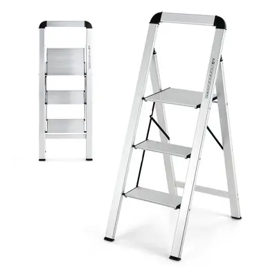 3-Step Aluminum Ladder Folding Step Stool w/ Non-Slip Pedal & Footpads