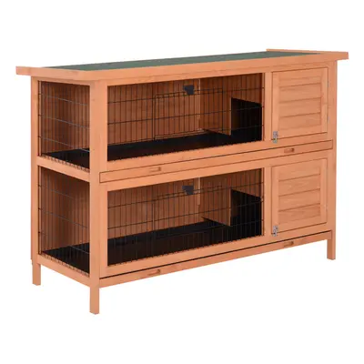 PawHut Inch Large Rabbit Hutch Guinea Pig Hutches with Sliding Trays Outdoor