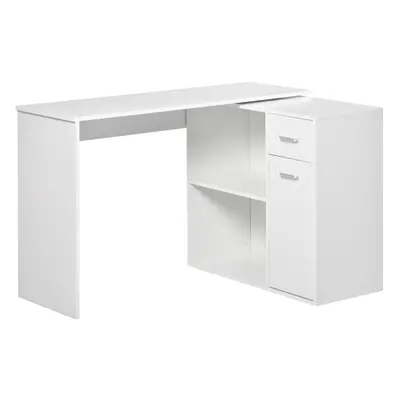 HOMCOM Computer Desk Rotating Dining Table W/ Storage Shelf White