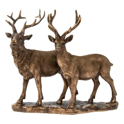 Large Bronze Resin Stag and Deer Ornament