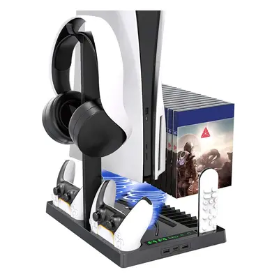 Vertical Stand with Headset Holder and Cooling Fan Base for PS5 Console & Playstation