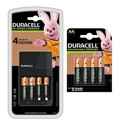 Duracell CEF AA & AAA Battery Charger with AA & AAA Rechargeable Batteries