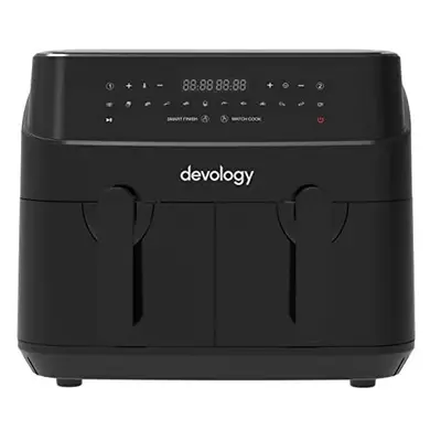 Devology Double Air Fryer - 9L - x 4.5L Independent Cooking Zones - Free Recipe Cookbook- Cookin