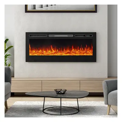 12 Flames LED Wall Recessed Insert Electric Fire Inch Mirrored