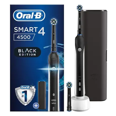 Oral-B Smart 4500 CrossAction Electric Toothbrush Rechargeable, App Connected Handle, Modes, Pre