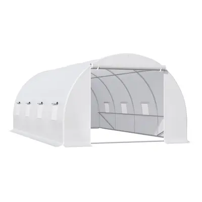 Outsunny x x m Polytunnel Greenhouse w/ Zippered Door and Windows