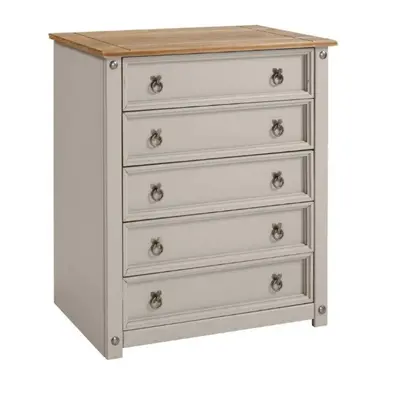 Corona Grey Wax Small Drawer Chest Solid Pine bedroom Furniture