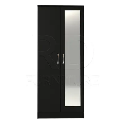 Ready assembled Classic Door Mirrored Wardrobe Black