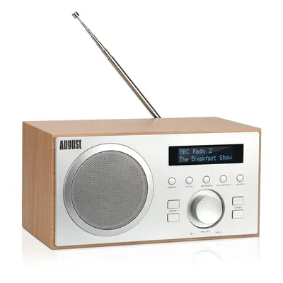 August MB420 DAB DAB+ FM Digital Radio Tuner, Dual Alarm Clock with AUX, Line-out, Mains Powered