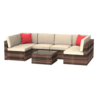 6 Seater Rattrix Rattan Garden Sofa with Coffee Table