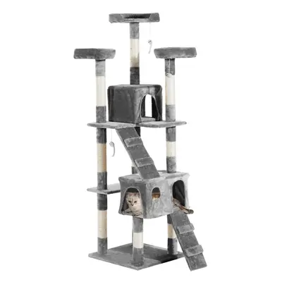 PawHut Cat Tree Scratcher Activity Centre, Condo Scratching Post Toy Bed