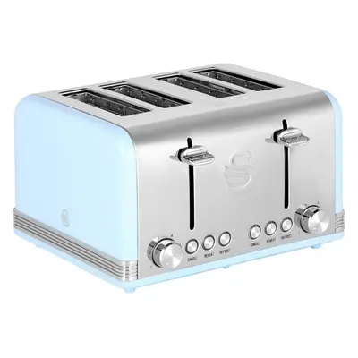 Swan ST19020BLN Retro 4-Slice Toaster with Defost/Reheat/Cancle Functions, Cord Storage, 1600W, 