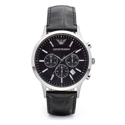 Emporio Armani AR2447 Men's steel Black Leather Strap Dial Watch