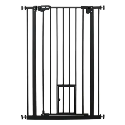 PawHut Extra Tall Dog Gate with Cat Door Auto Close for Stairs cm Wide