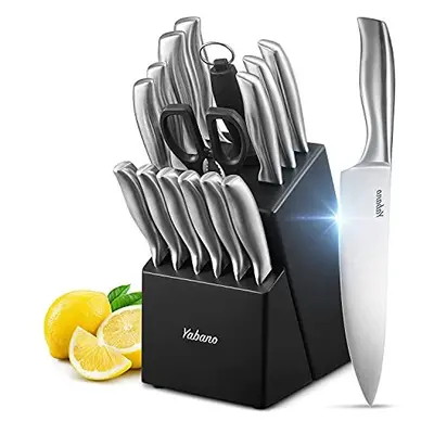 Knife Set, Piece Kitchen Knifes Set with Block Wooden, German High-Carbon Stainless Steel Chef K