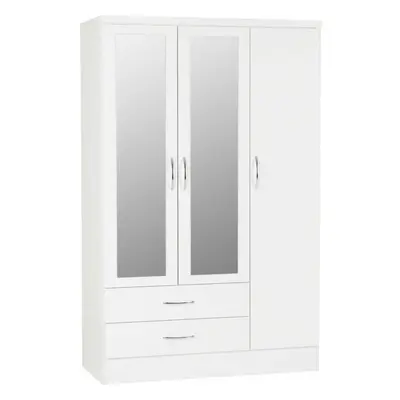 Nevada Door Drawer Mirrored Wardrobe White Gloss