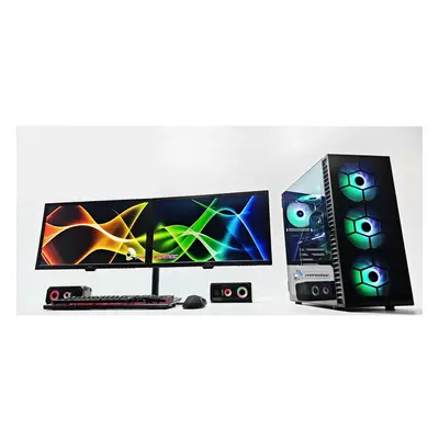 Gaming PC Bundle i7 Dual Monitor SSD 1TB HDD 16GB DDR4 GTX 1650.