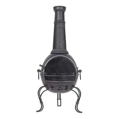 La Hacienda 56063B 136cm Murcia Steel Chiminea with Grill - Black