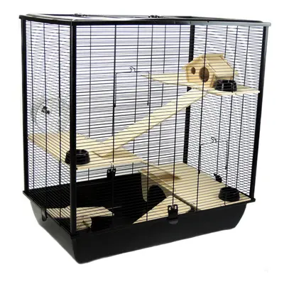 Little Friends Plaza Tall Rat and Hamster Cage with Three Floors, x x cm, Black