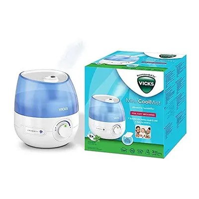 Vicks Mini Cool Mist Ultrasonic Humidifier (compact, quiet, for better sleep, cough and cold, co