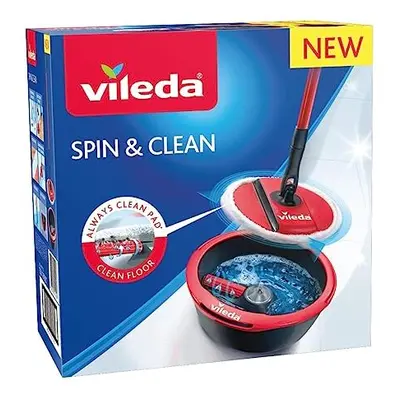 Vileda Spin and Clean Floor Mop and Bucket Set, Spin Mop for Cleaning Floors, Set of 1x Mop 1x B