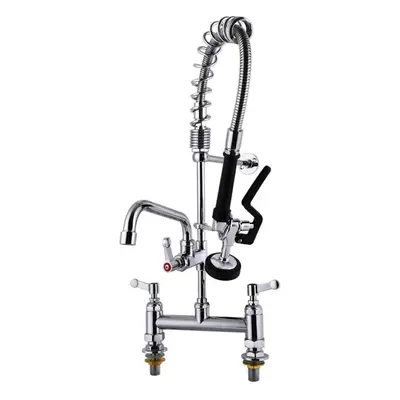 Commercial Pre-Rinse Kitchen Sink Taps with Pull Down Sprayer Inch Center Mixer Faucets Dish Was